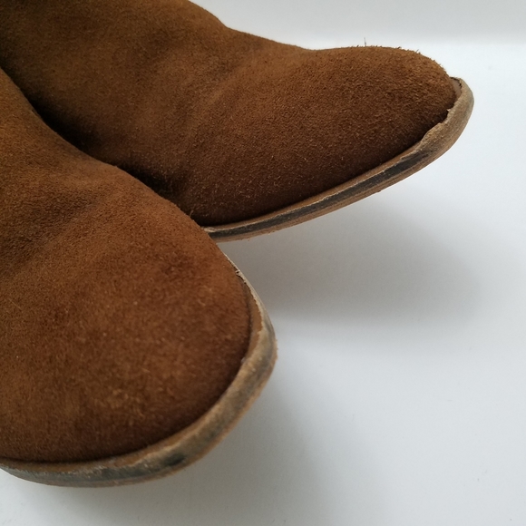 Chinese Laundry 10 Kelso Slip On Ankle Bootie Block Heel Open Back Brown Suede - Picture 4 of 10